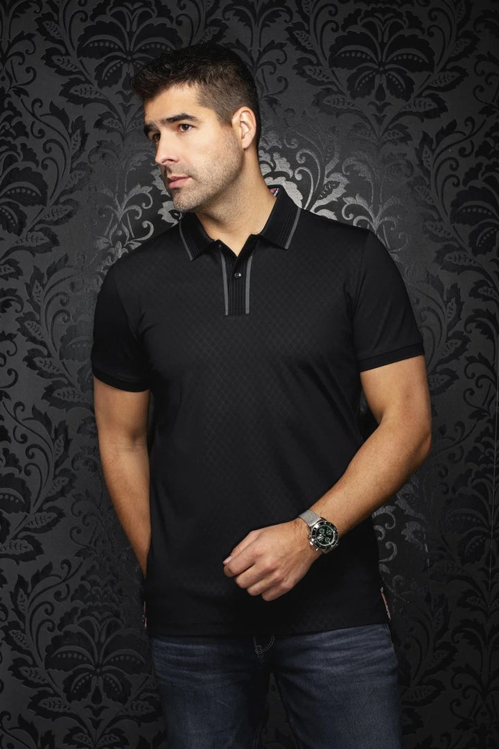 Au Noir Stretch Short-Sleeve Polo | Kaan Black