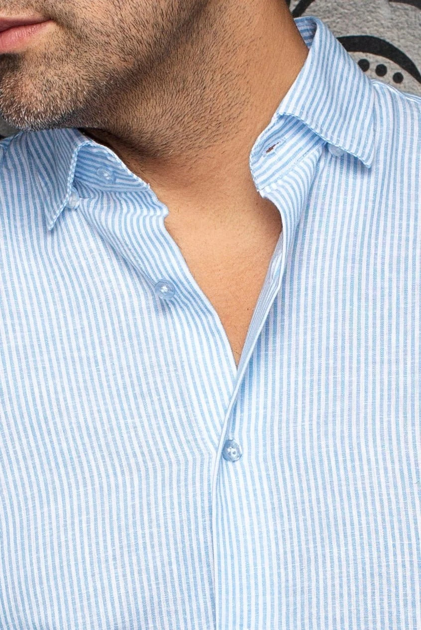 Au Noir Linen Shirt | Bernal Cobalt