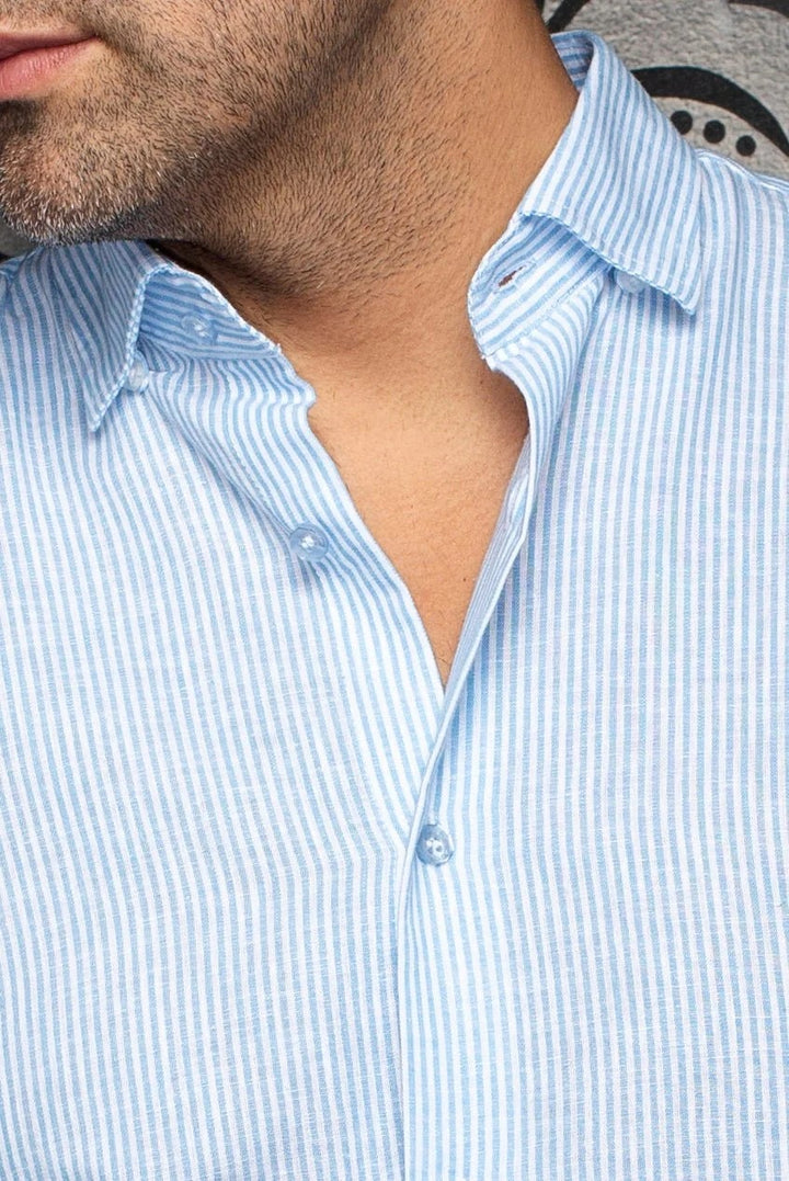 Au Noir Linen Shirt | Bernal Cobalt