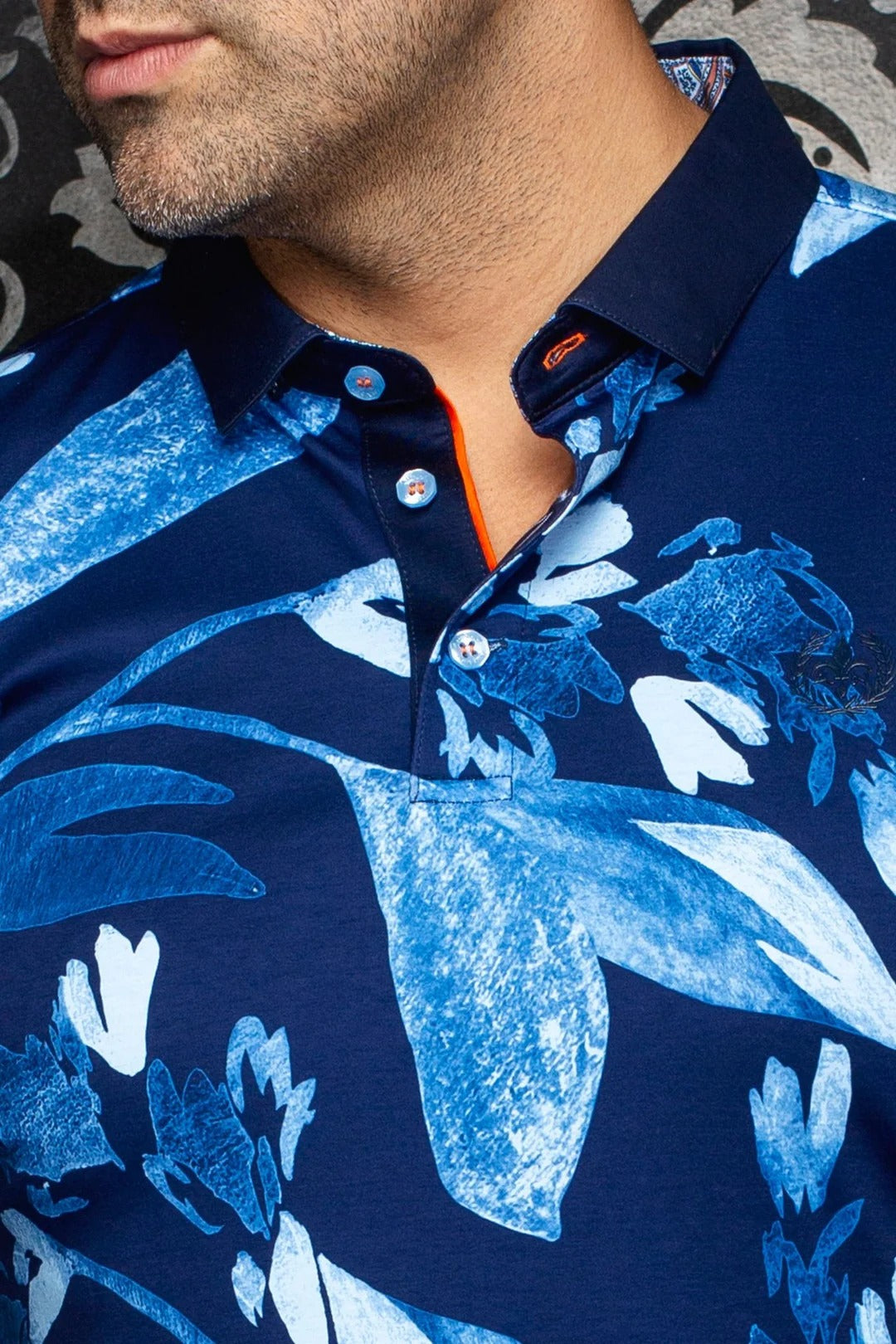 Au Noir Stretch Short-Sleeve Polo | Glen Navy