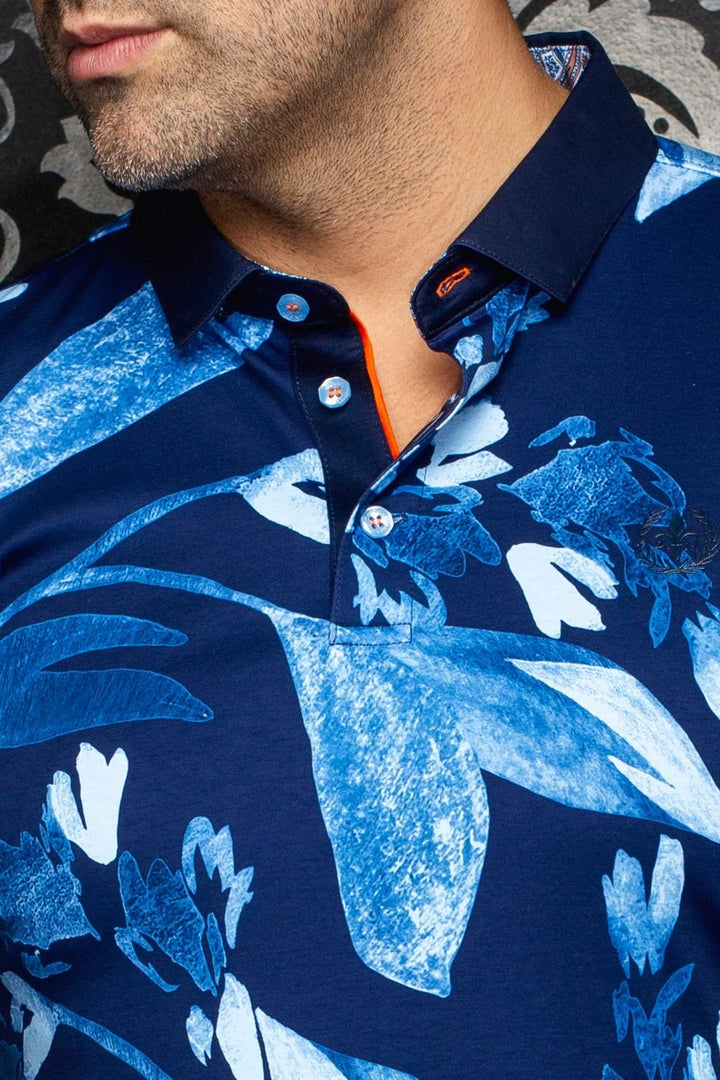 Au Noir Stretch Short-Sleeve Polo | Glen Navy