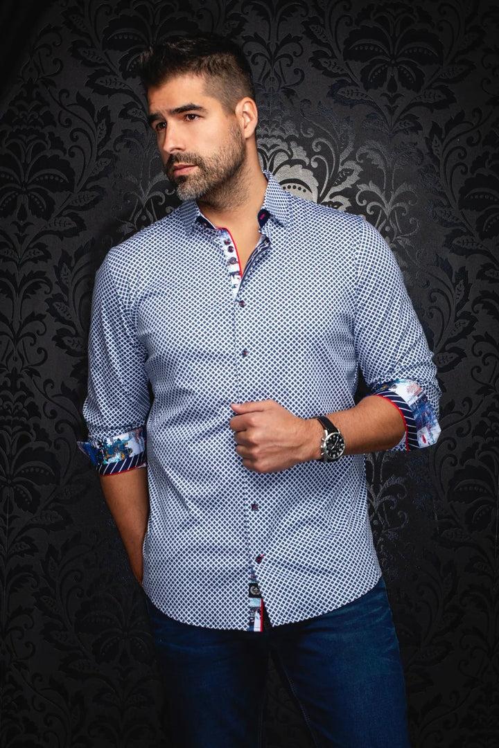 Au Noir Stretch Shirt | Fiero White Navy