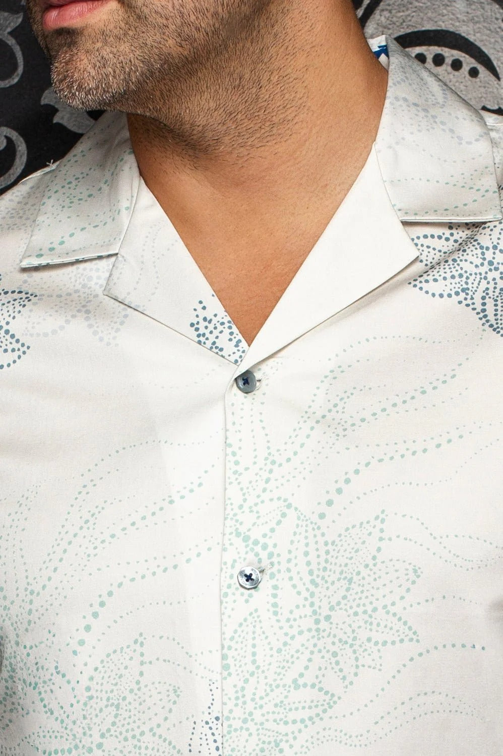 Au Noir Stretch Short Sleeve Shirt Flat Collar | Sandy Cream