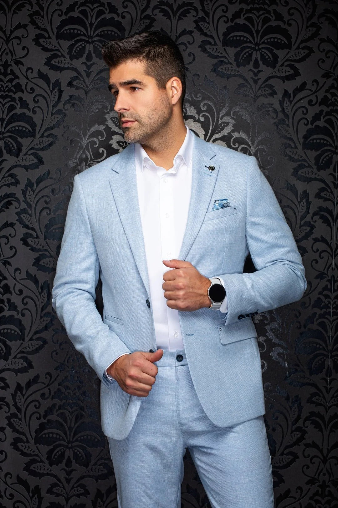 Au Noir Stretch Blazer | Cody Light Blue