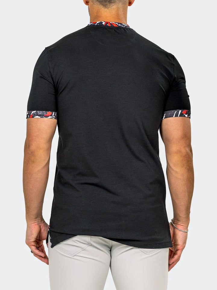 Maceoo Stretch Short-Sleeve Tshirts | Edison Marthyr Black V-Neck Tee