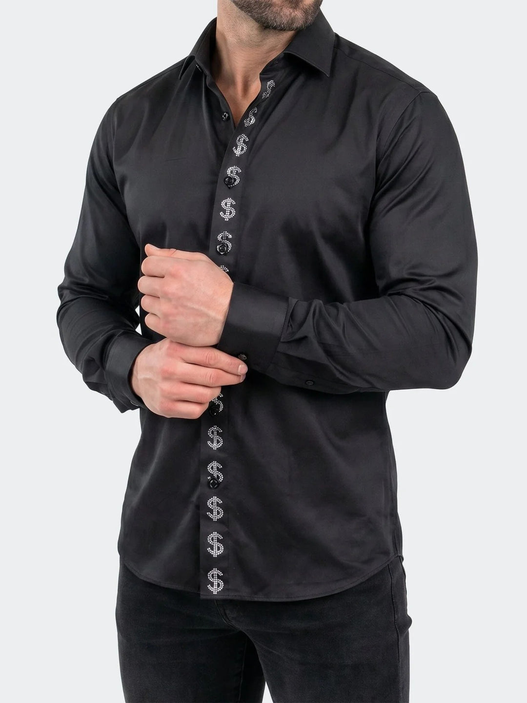 Maceoo Shirt | Stone Dollar Dress Shirt LS Woven Unknown0118 Black