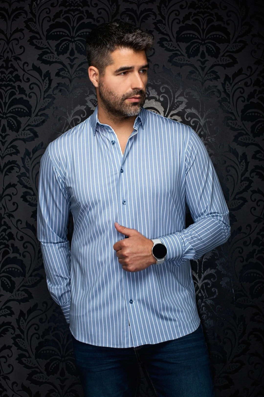 Au Noir Stretch Shirt | Alexander MSP Blue