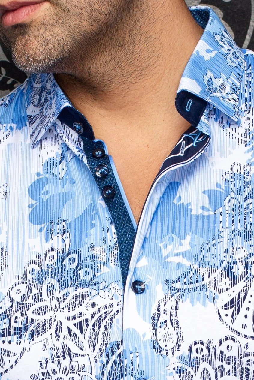 Au Noir Stretch Short Sleeve Shirt | Cayo Light Blue