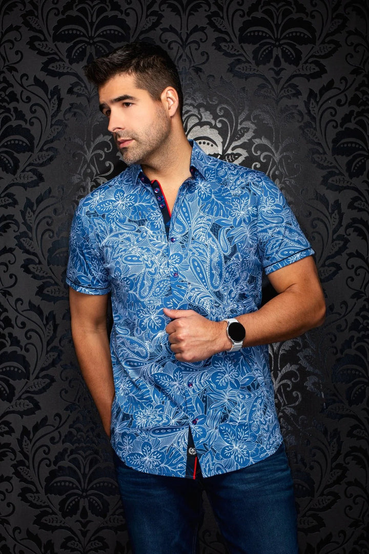 Au Noir Stretch Short Sleeve Shirt | Rossa Denim