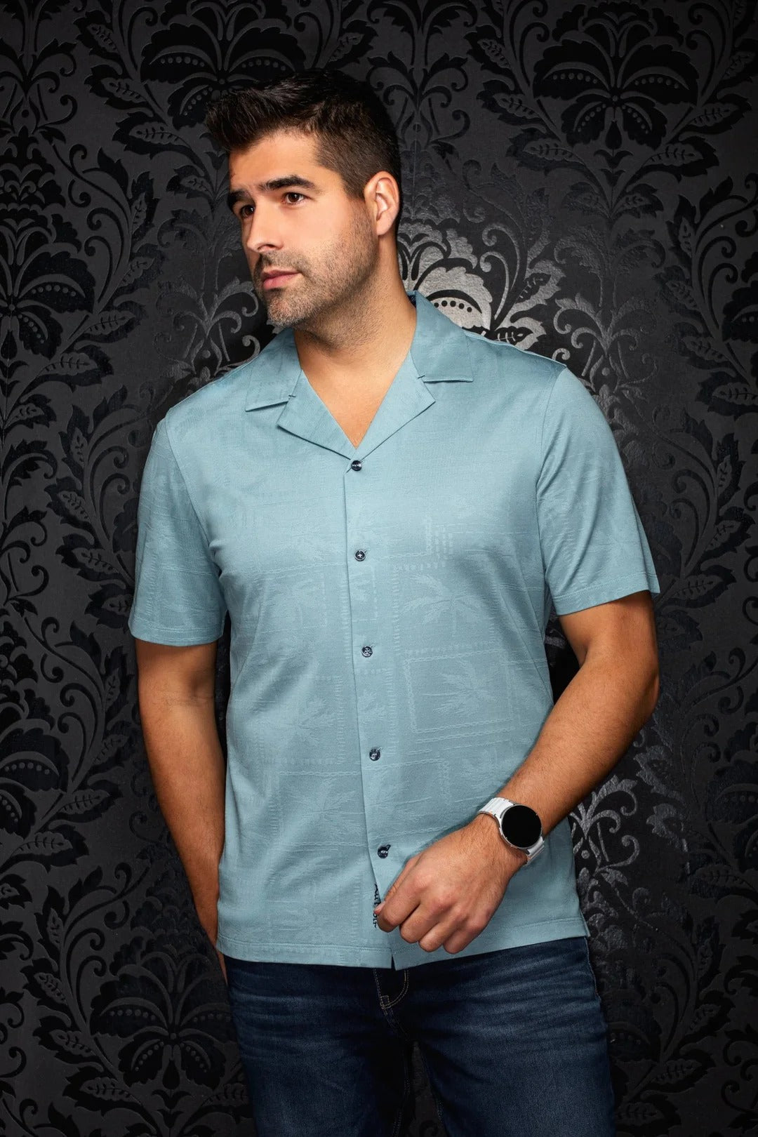 Au Noir Stretch Short Sleeve Shirt Flat Collar | Maho Reef