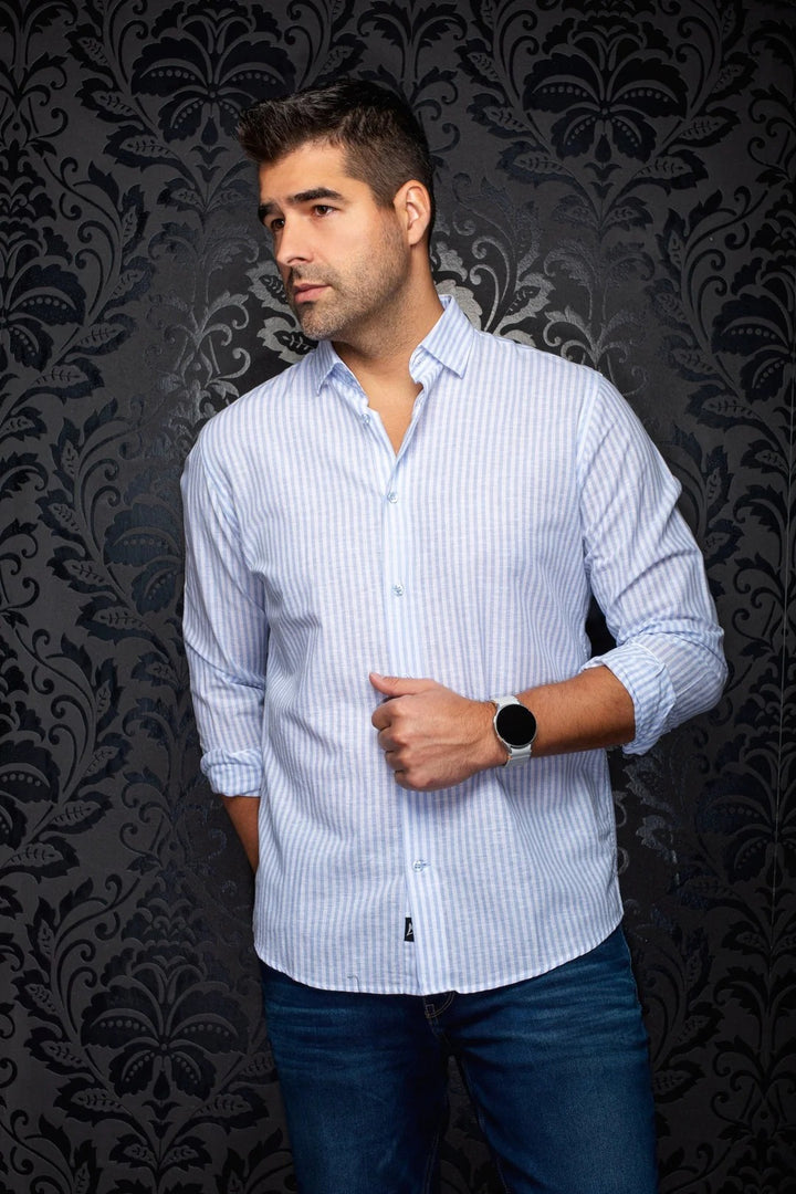 Au Noir Stretch Shirt | Mendelsohn Blue