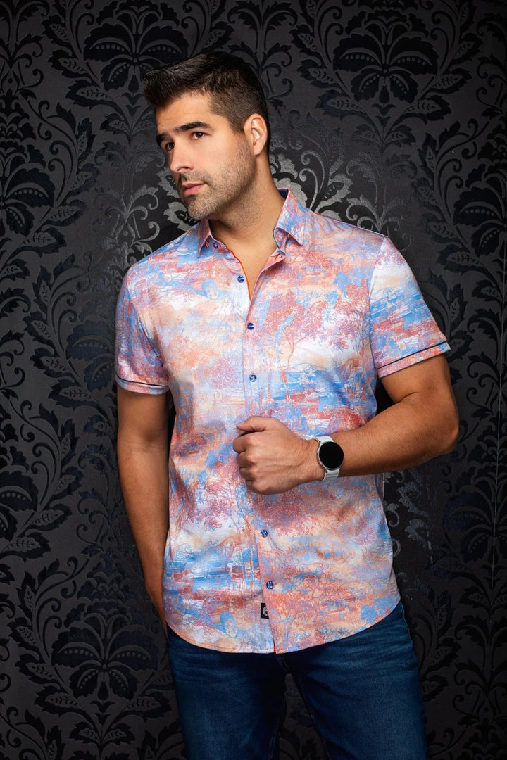 Au Noir Stretch Short Sleeve Shirt | Gavelston Orange