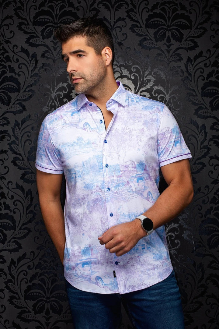Au Noir Stretch Short Sleeve Shirt | Gavelston Pink