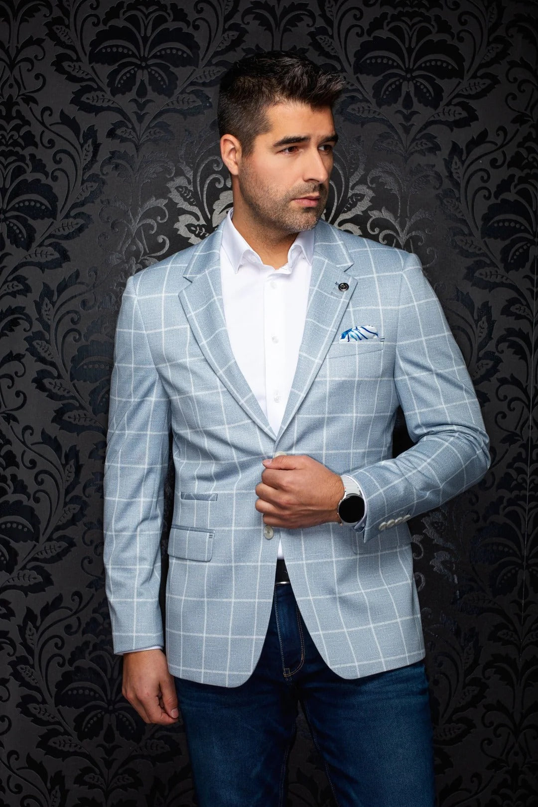 Au Noir Stretch Blazer | Finn Blue