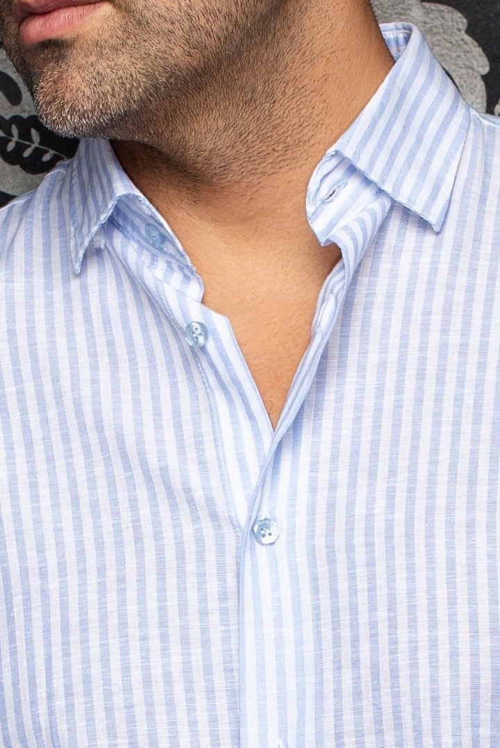 Au Noir Stretch Shirt | Mendelsohn Blue