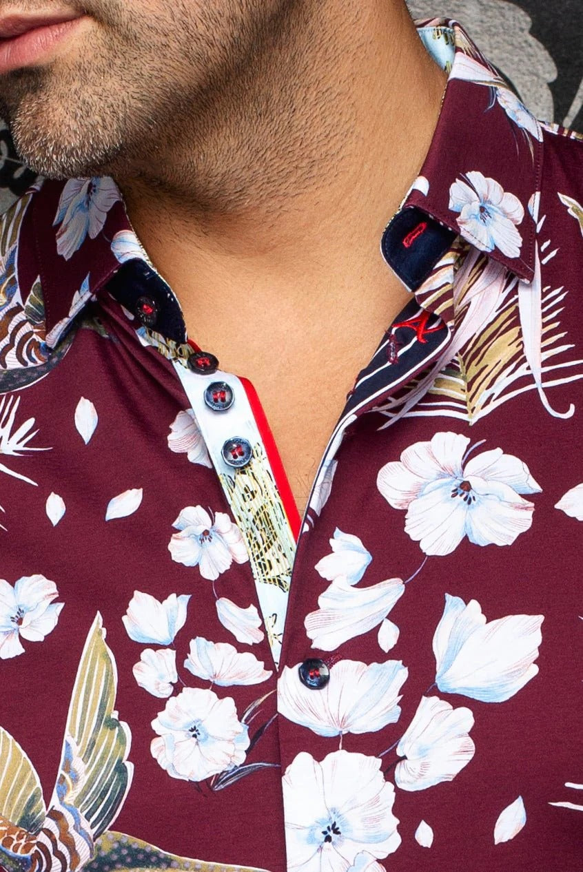Au Noir Stretch Short Sleeve shirt | BRASILIA Burgundy