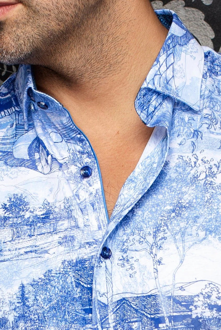 Au Noir Stretch Short Sleeve Shirt | Gavelston Light Blue