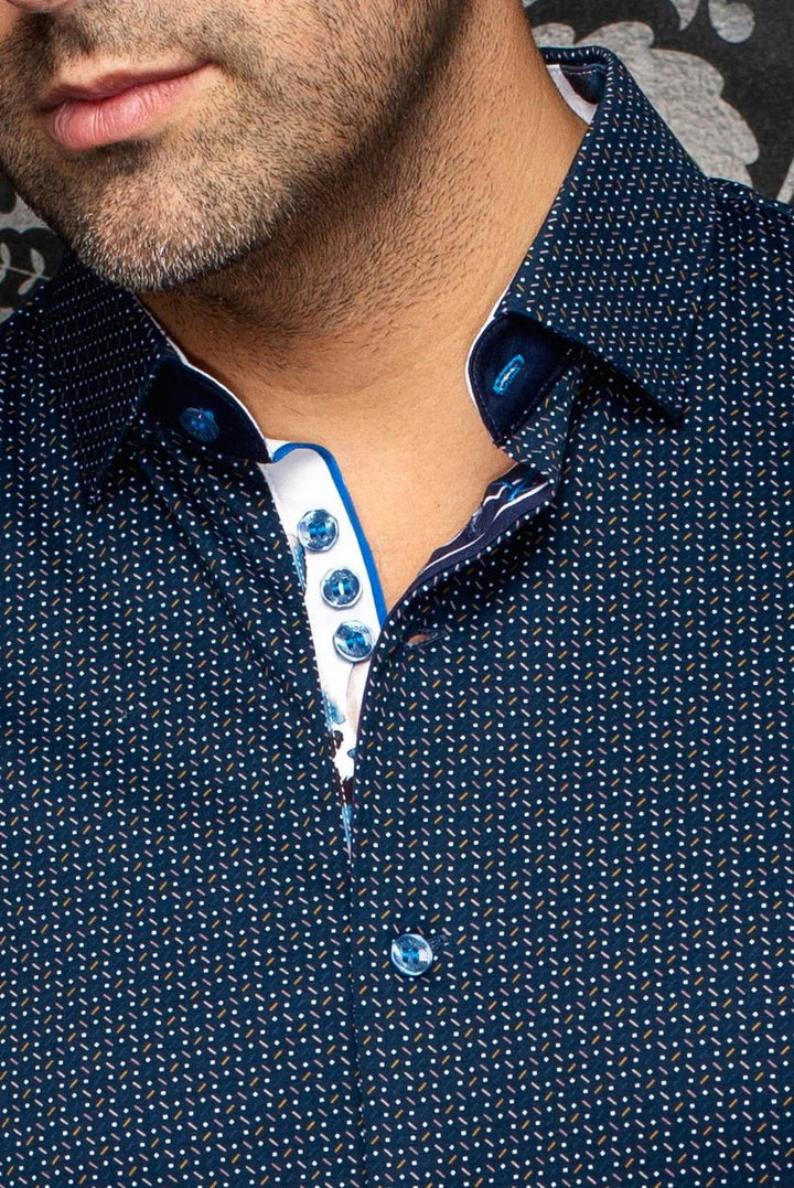 Au Noir Stretch Short Sleeve Shirt | Rosefield Navy Tobacco