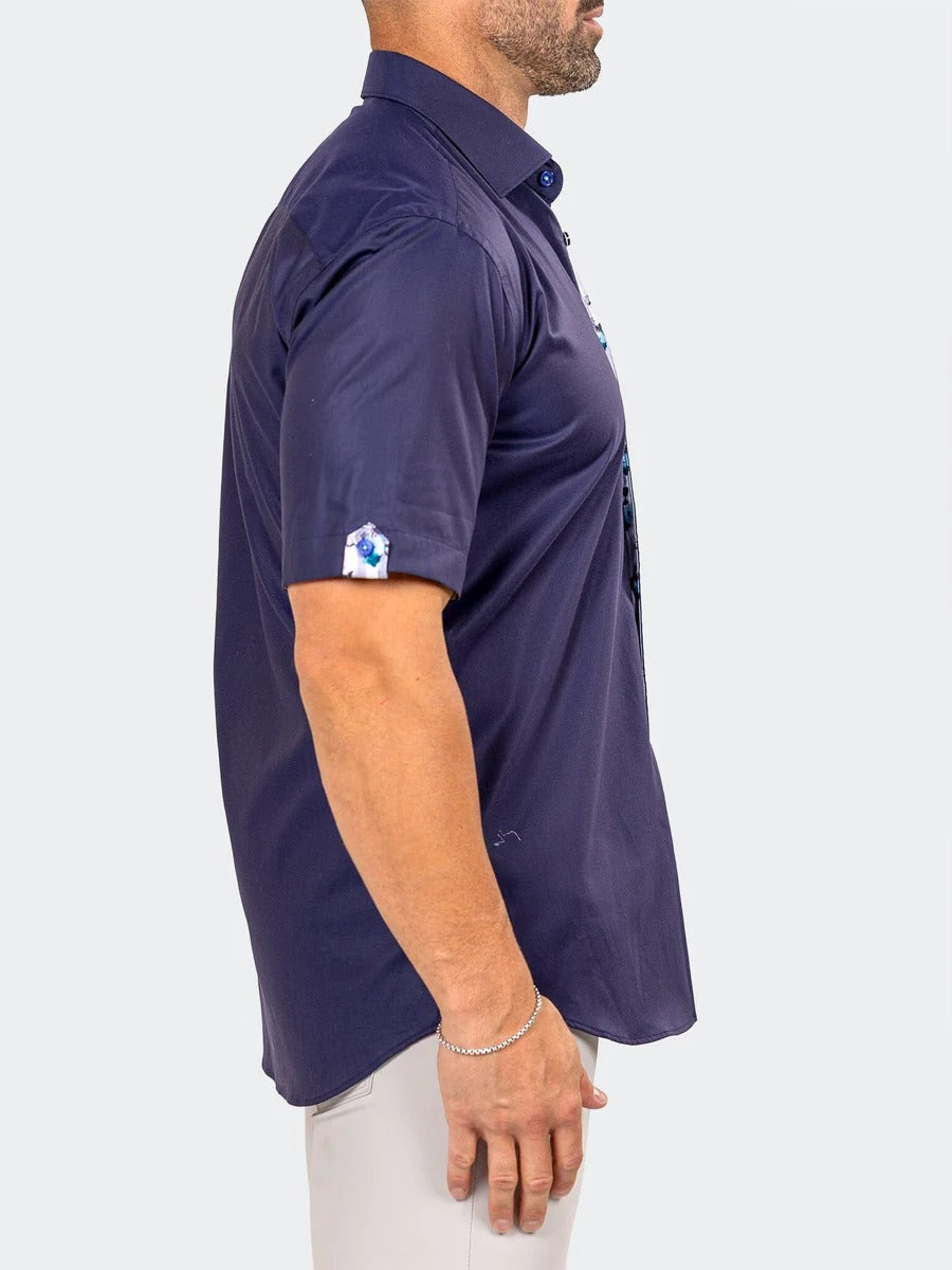 Maceoo Stretch Short-Sleeve Shirt | Galileo Marthyr0005 Blue