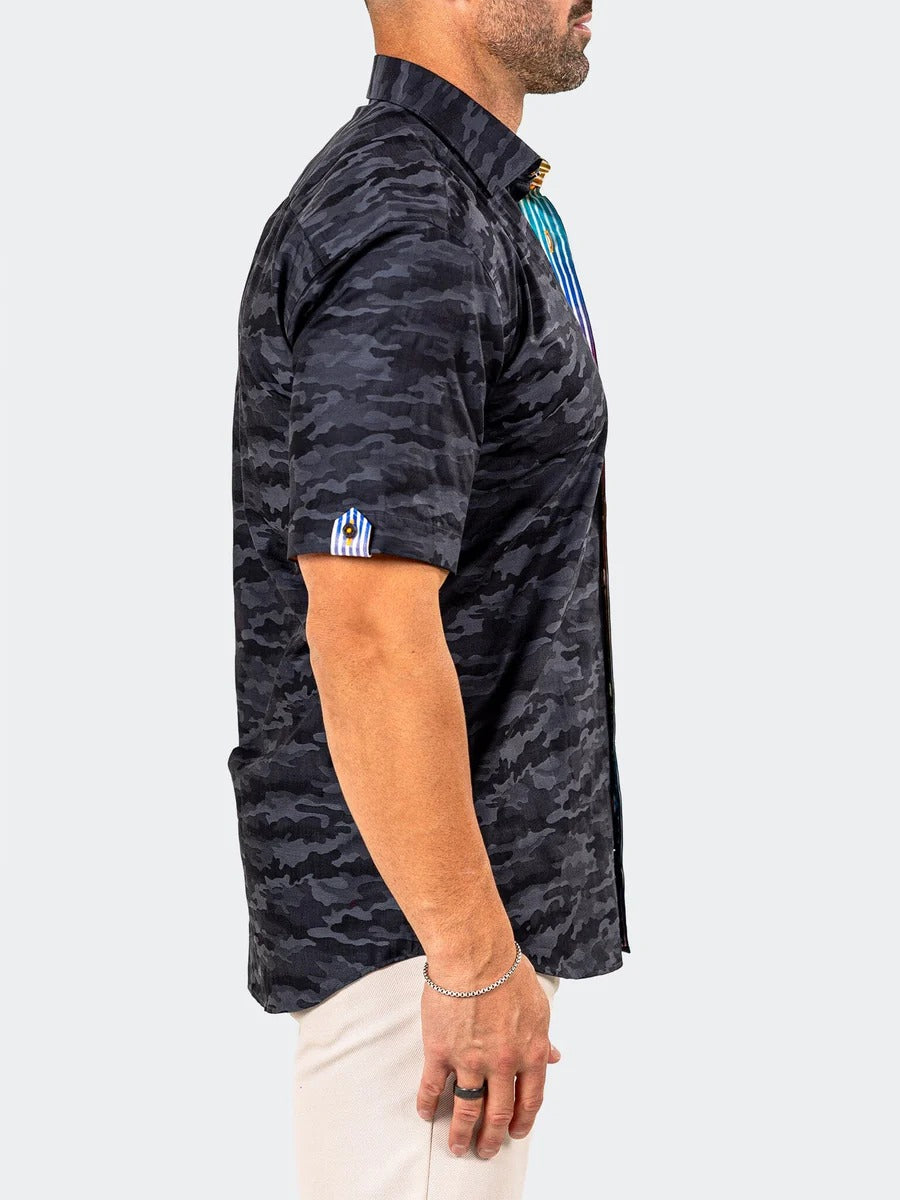 Maceoo Stretch Short-Sleeve Shirt | Galileo Marthyr0039 Black