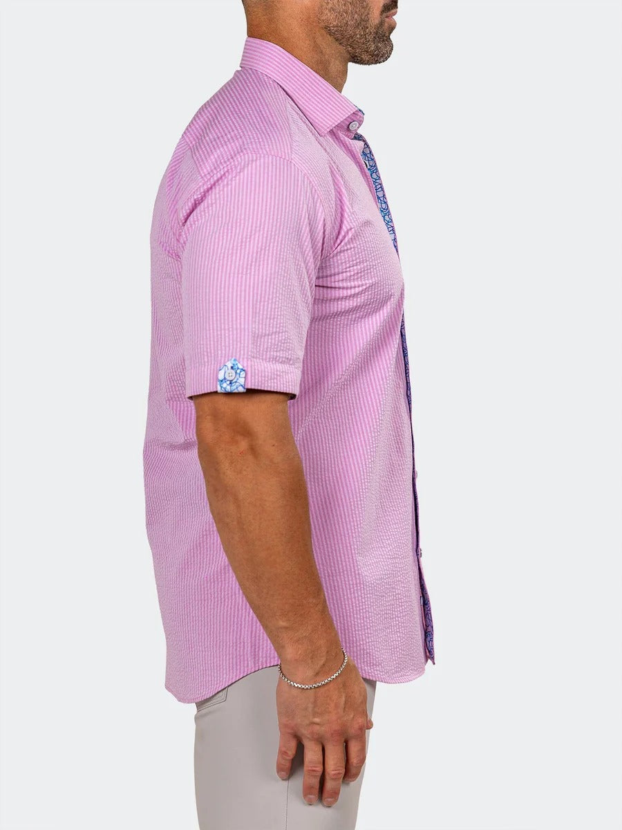 Maceoo Stretch Short-Sleeve Shirt | Galileo Marthyr0069 Pink