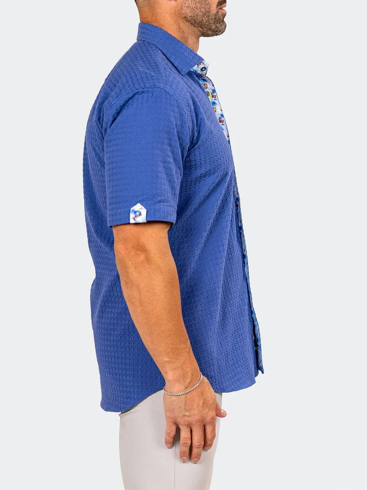 Maceoo Stretch Short-Sleeve Shirt | Galileo Marthyr0070 Blue