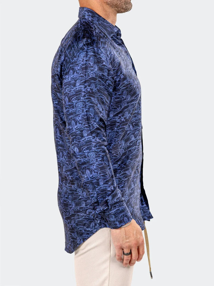 Maceoo Stretch Shirt | Fibonacci Marthyr0213 Blue