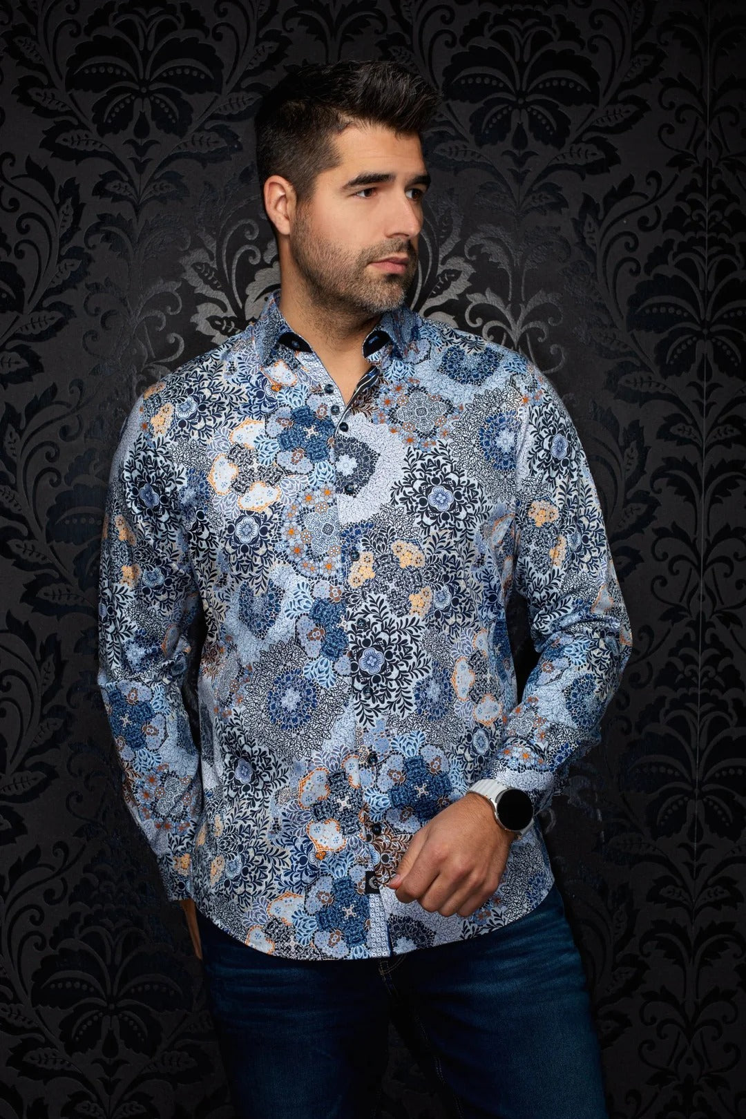 Au Noir Stretch Shirt | Ashar Blue