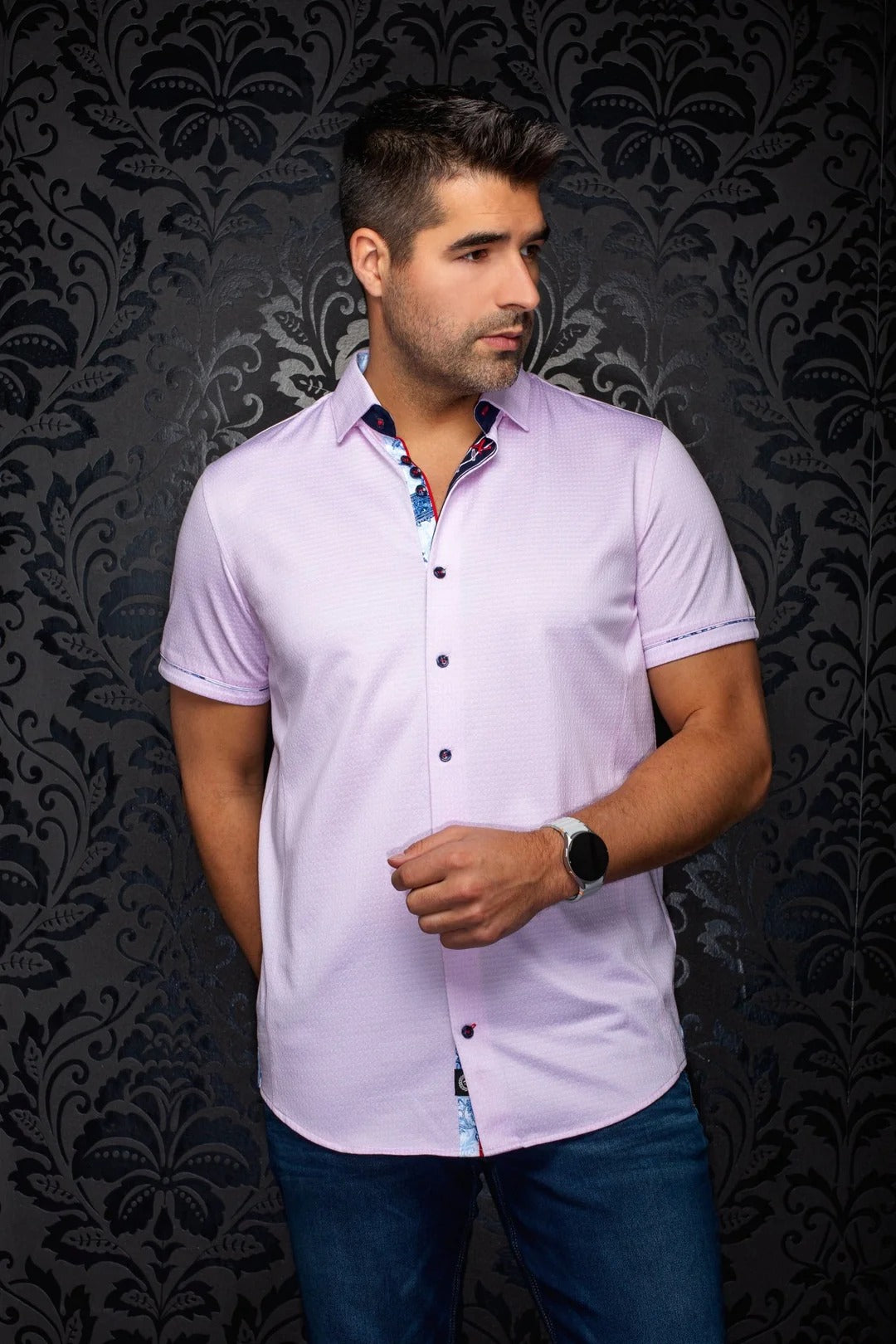 Au Noir Stretch Short Sleeve Shirt | Sonoran Light Pink