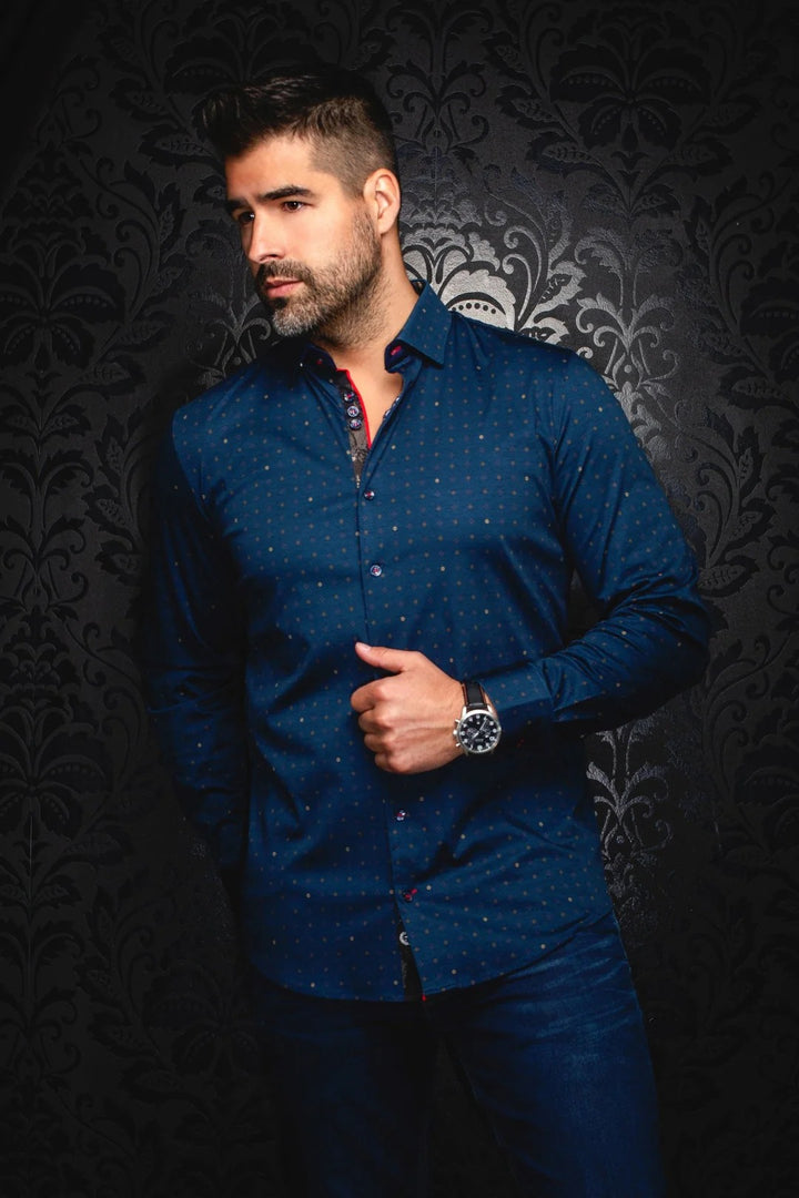 Au Noir Stretch Shirt | Clyde Navy Tobacco