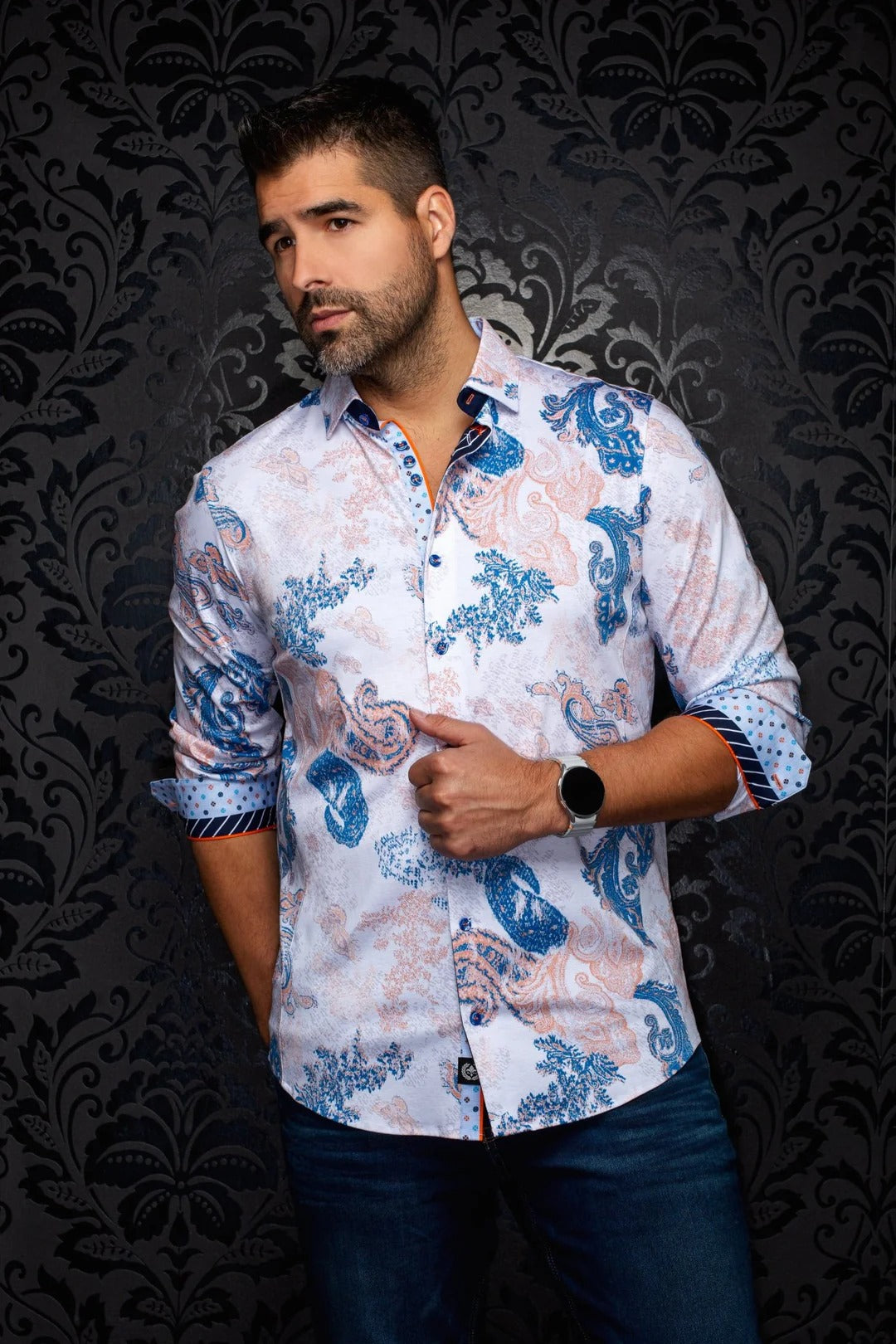 Au Noir Stretch Shirt | Dawnstone Orange