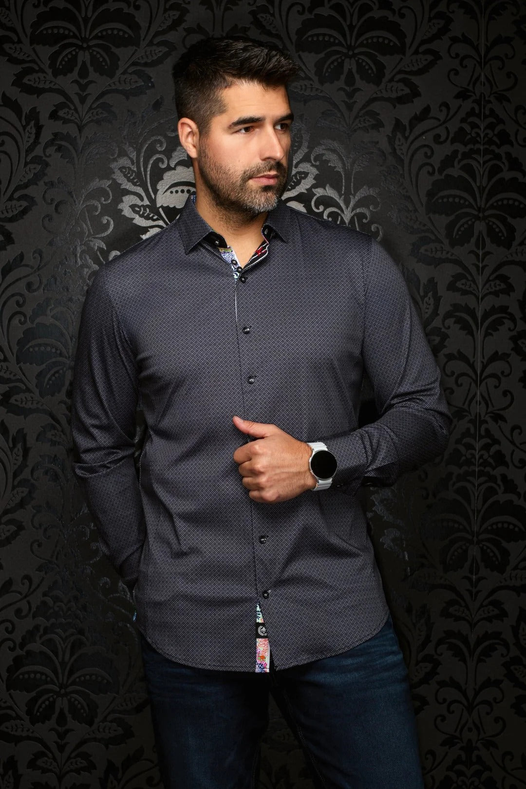 Au Noir Stretch Shirt | Elvaris Black