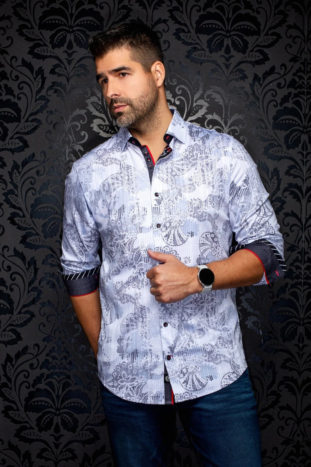 Au Noir Stretch Shirt | Kalimantan White Gray