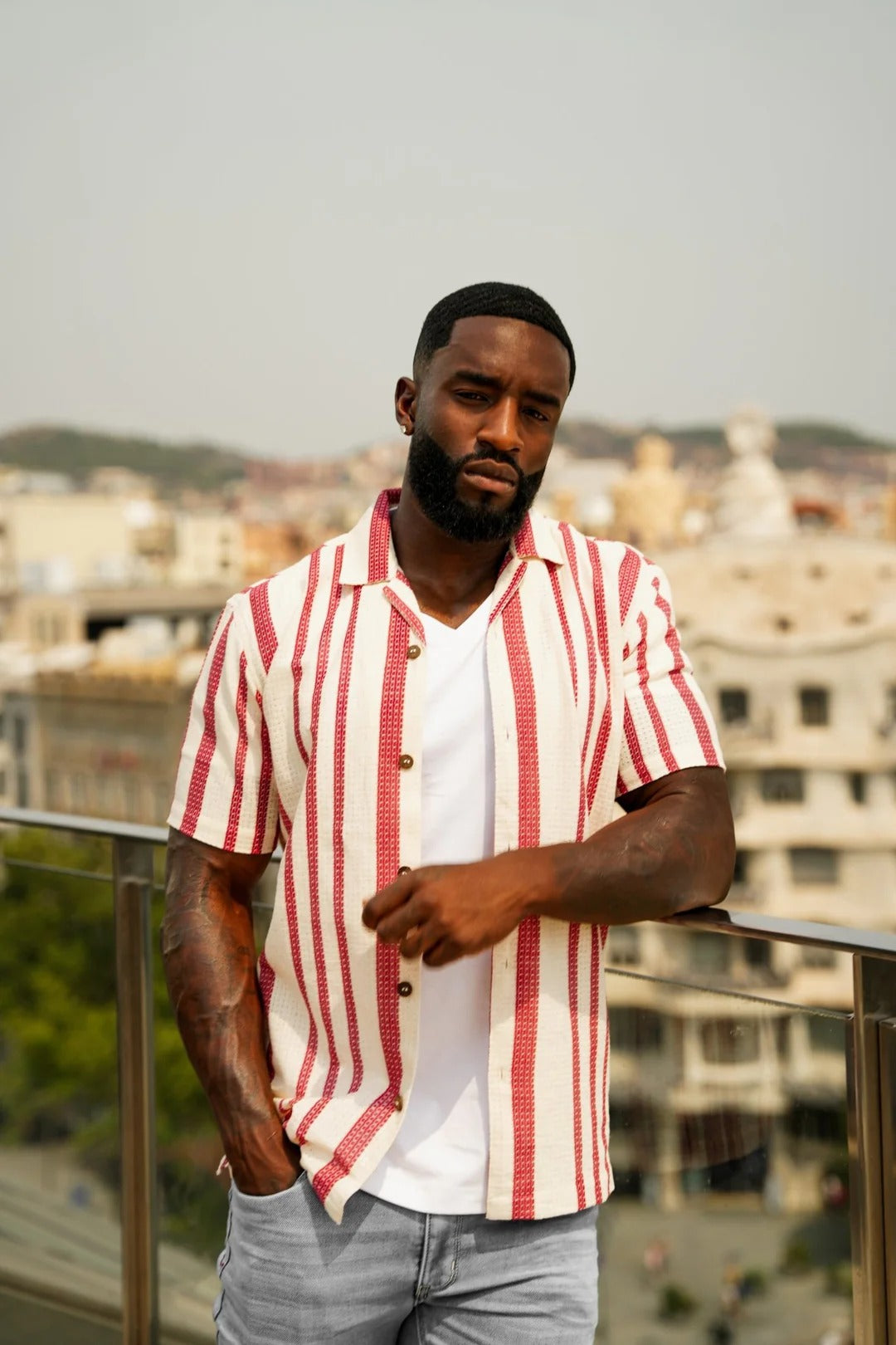 Au Noir Stretch Short Sleeve Shirt | Open Collar Raj-T Stone Cabernet