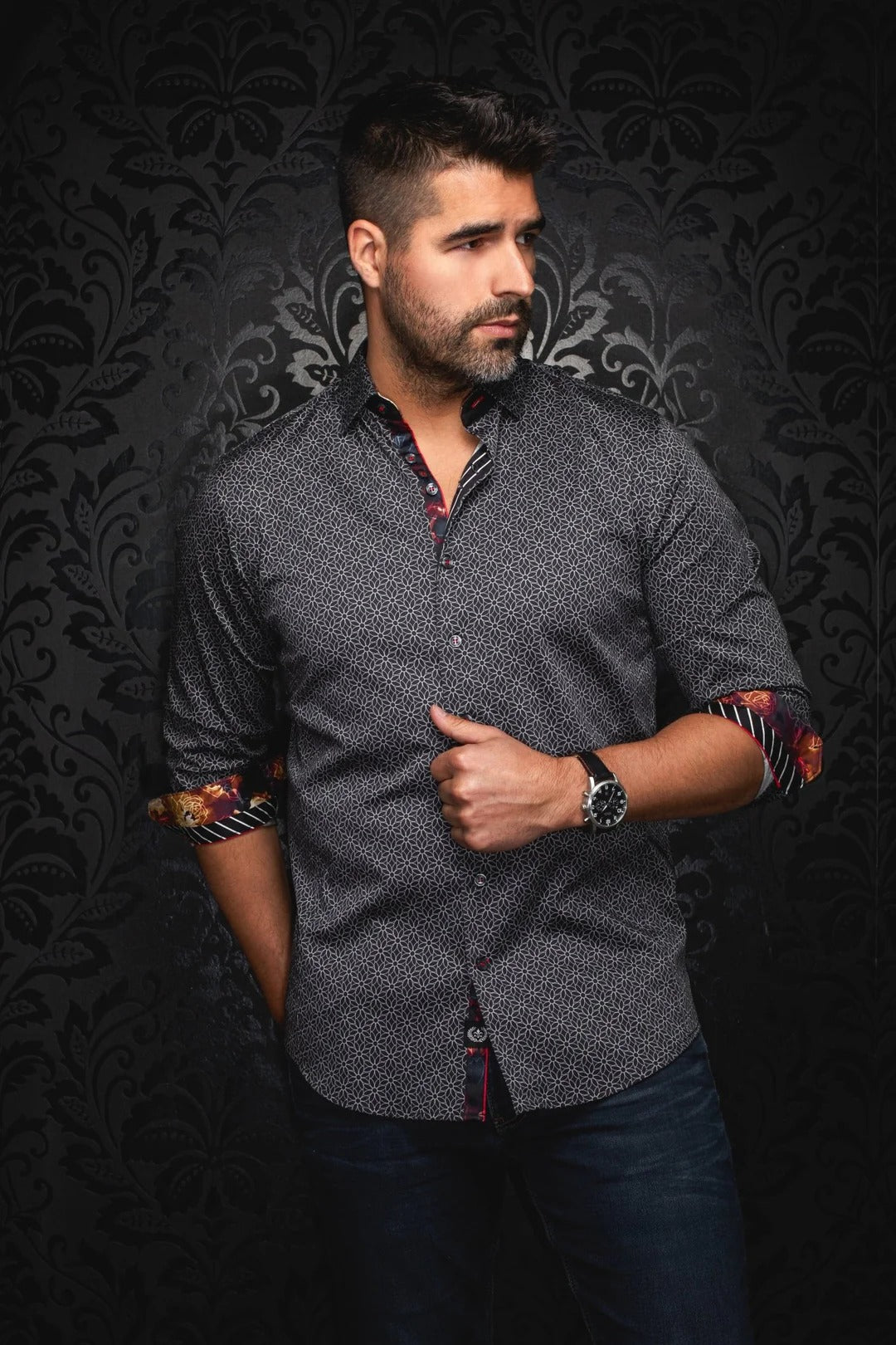 Au Noir Stretch Shirt | Nelumbo Black