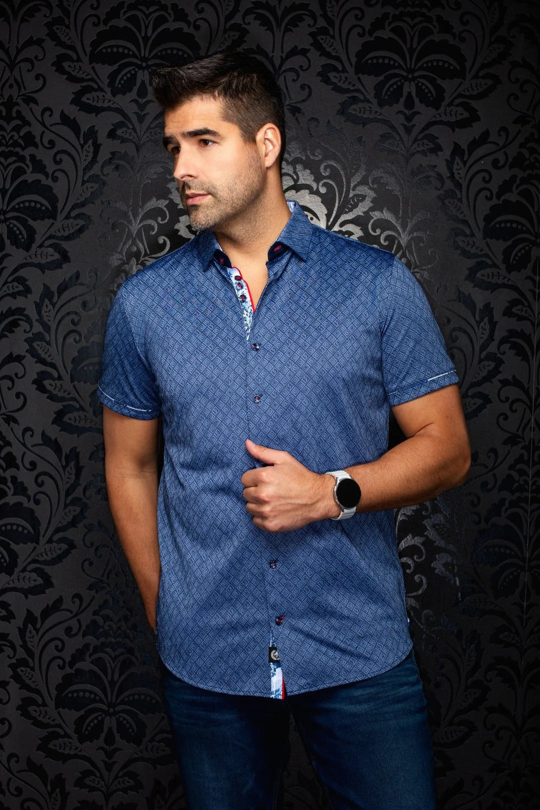 Au Noir Stretch Short Sleeve Shirt | Atacama Navy