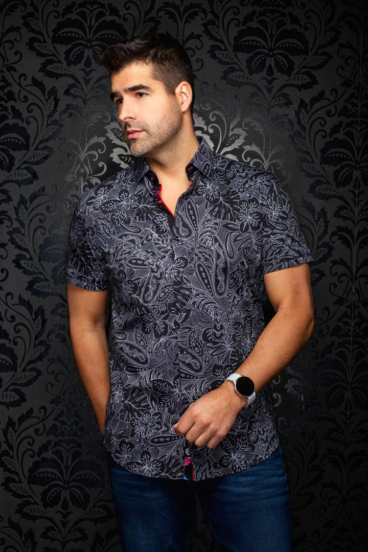 Au Noir Stretch Short Sleeve Shirt | Rossa Black