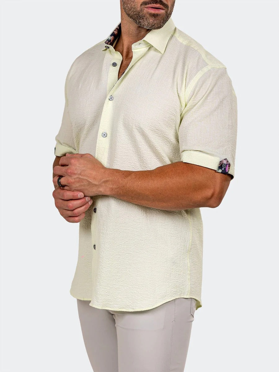 Maceoo Stretch Short-Sleeve Shirt | Galileo Marthyr0065 Yellow