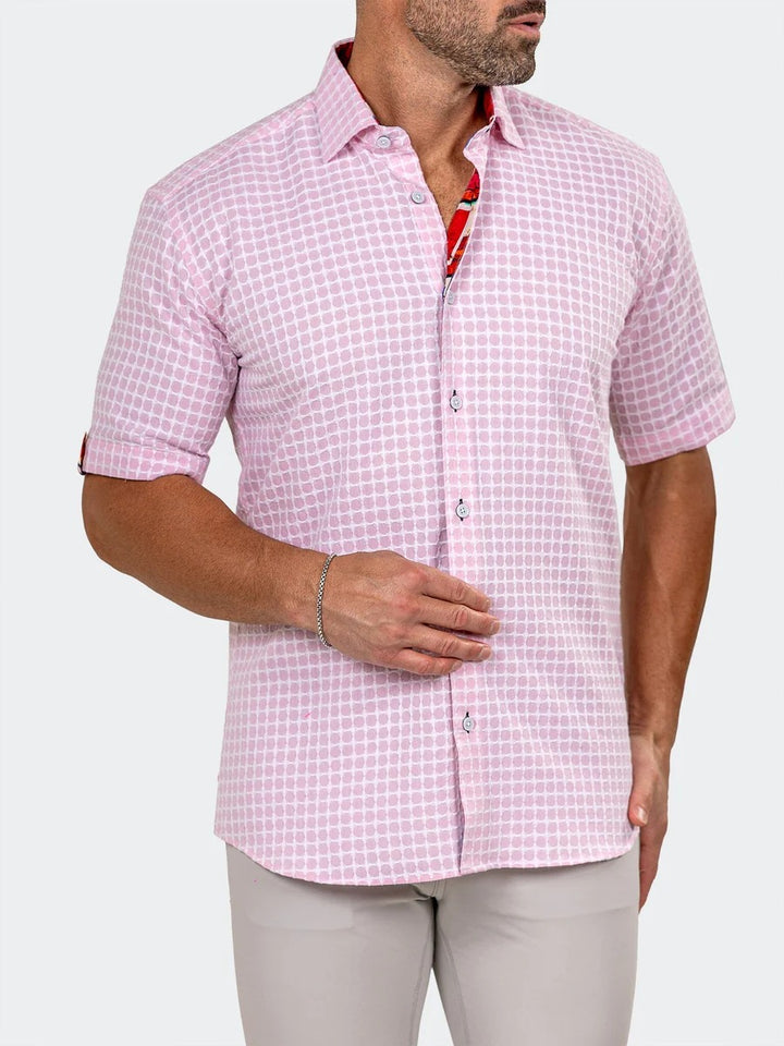 Maceoo Stretch Short-Sleeve Shirt | Galileo Marthyr0077 Pink