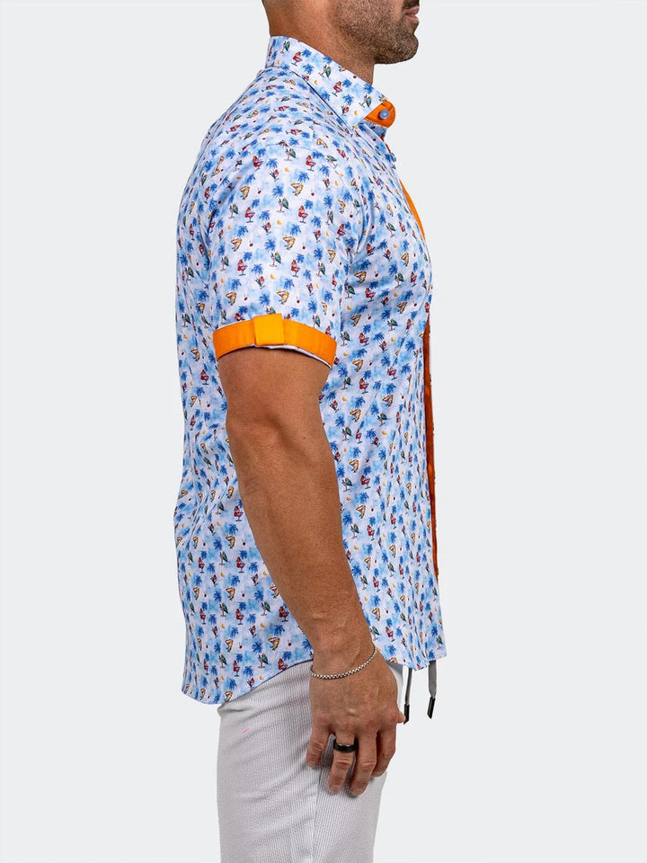 Maceoo Stretch Short-Sleeve Shirt | Galileo Marthyr0219 Blue