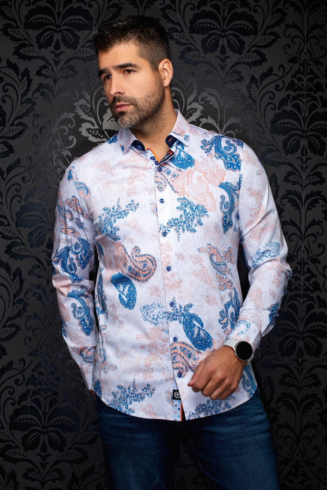 Au Noir Stretch Shirt | Dawnstone Orange
