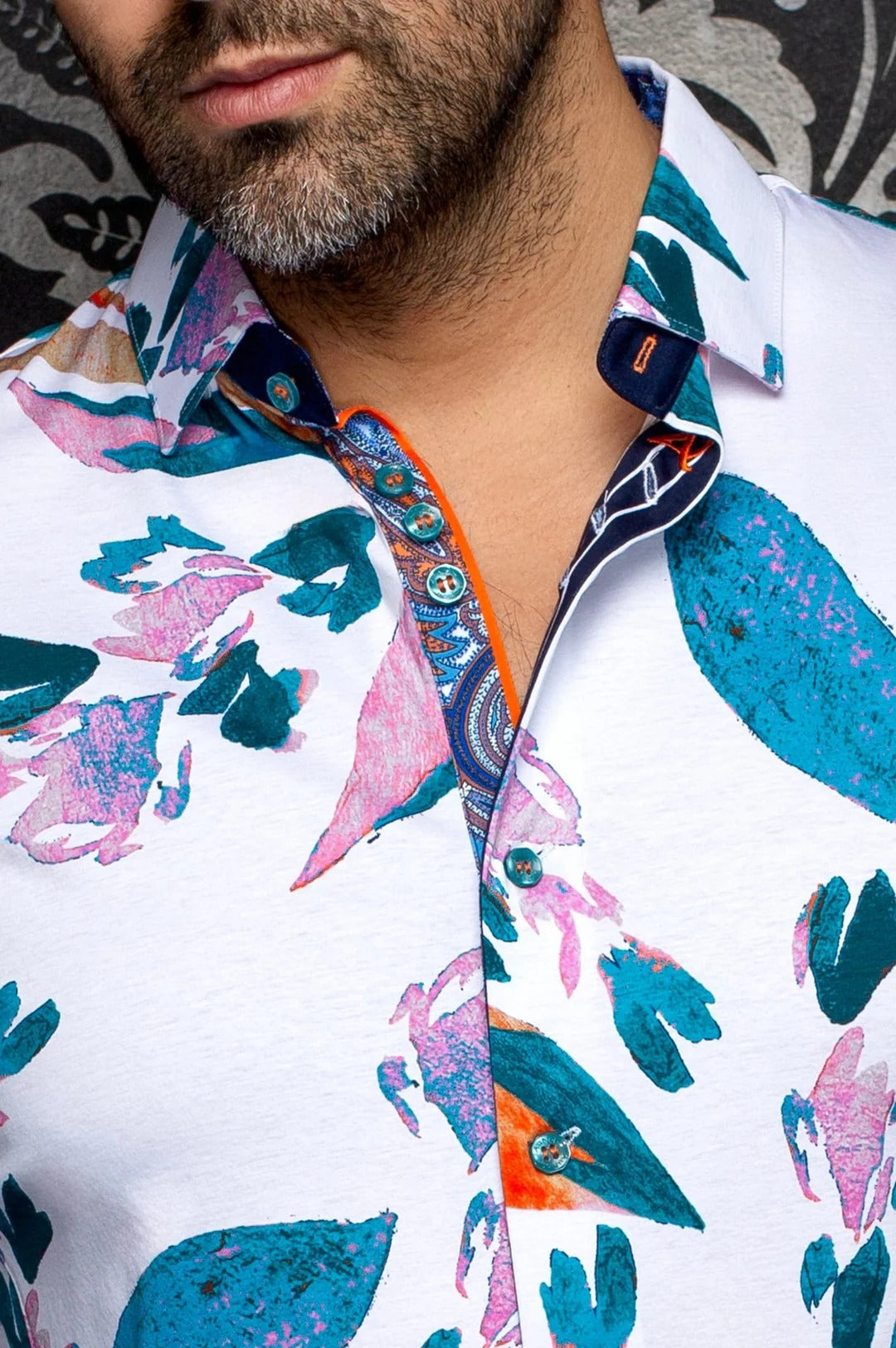 Au Noir Stretch Shirt | Vinehaven White Teal