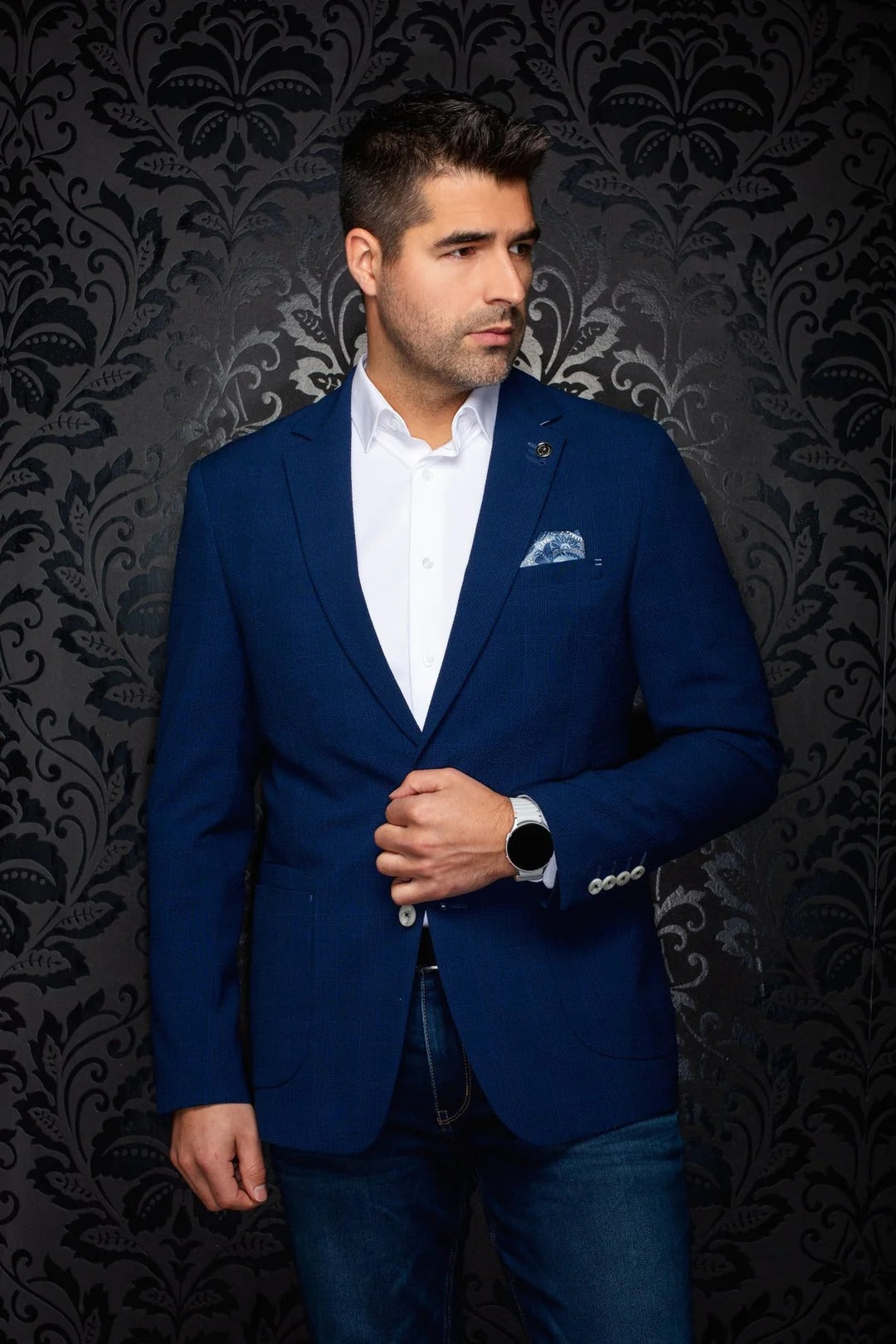 Au Noir Stretch Blazer | Troy Dark Royal