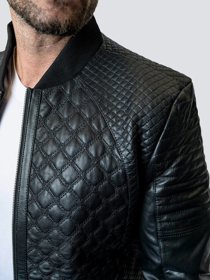Maceoo Jacket | Perm Croco Black Leather Jacket
