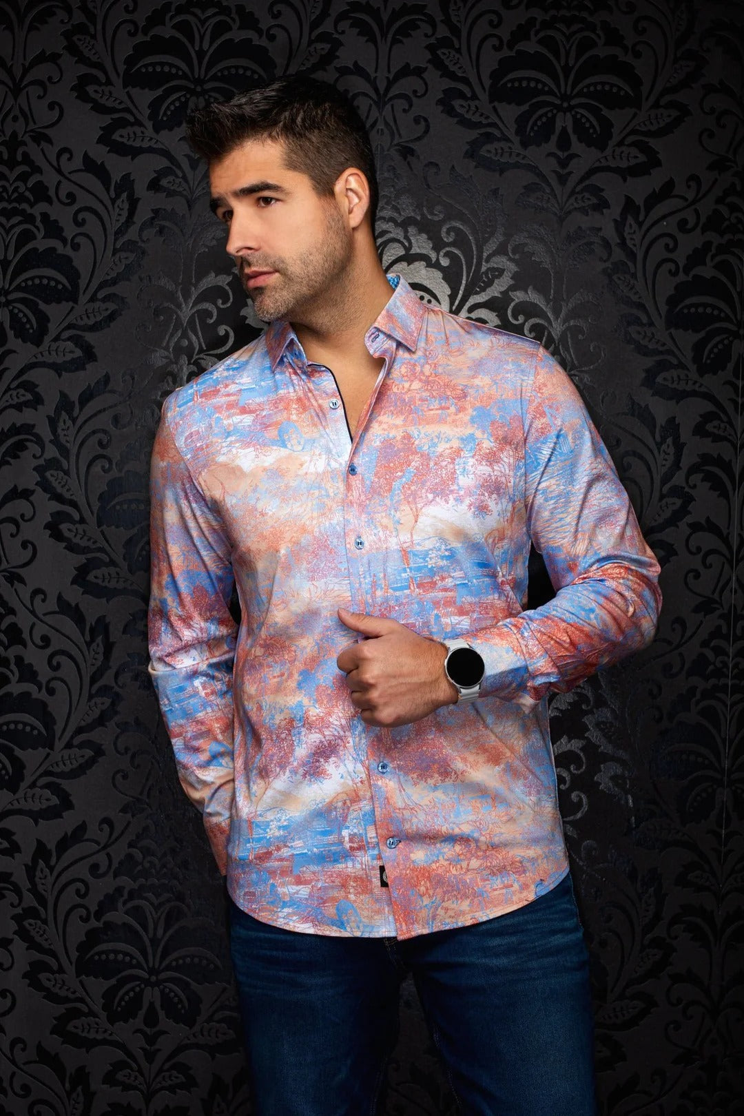 Au Noir Stretch Shirt | Breeze Orange