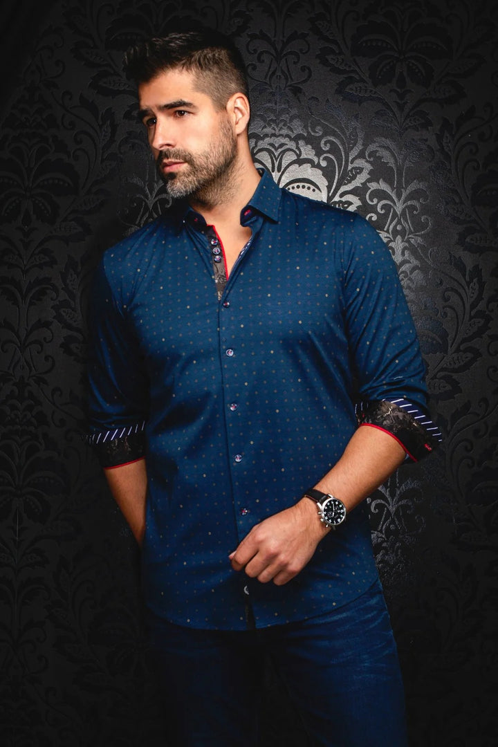 Au Noir Stretch Shirt | Clyde Navy Tobacco