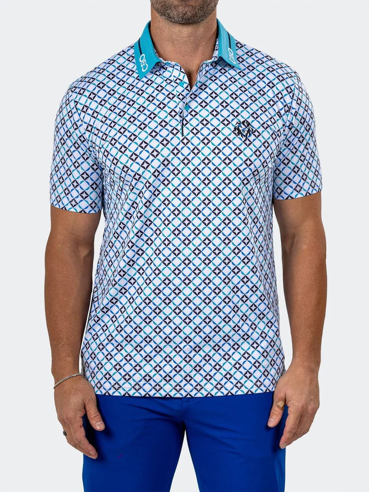 Maceoo Stretch Short-Sleeve Polos | Golf Polo Marthyr0025 Blue