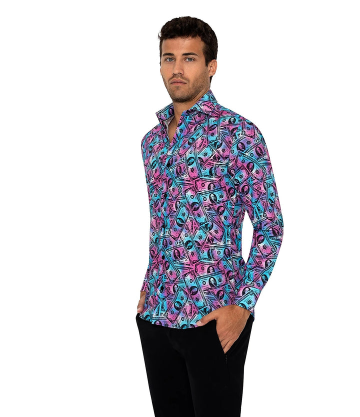 Bertigo Shirt  | NELSON TURQUOISE MONEY SHIRT