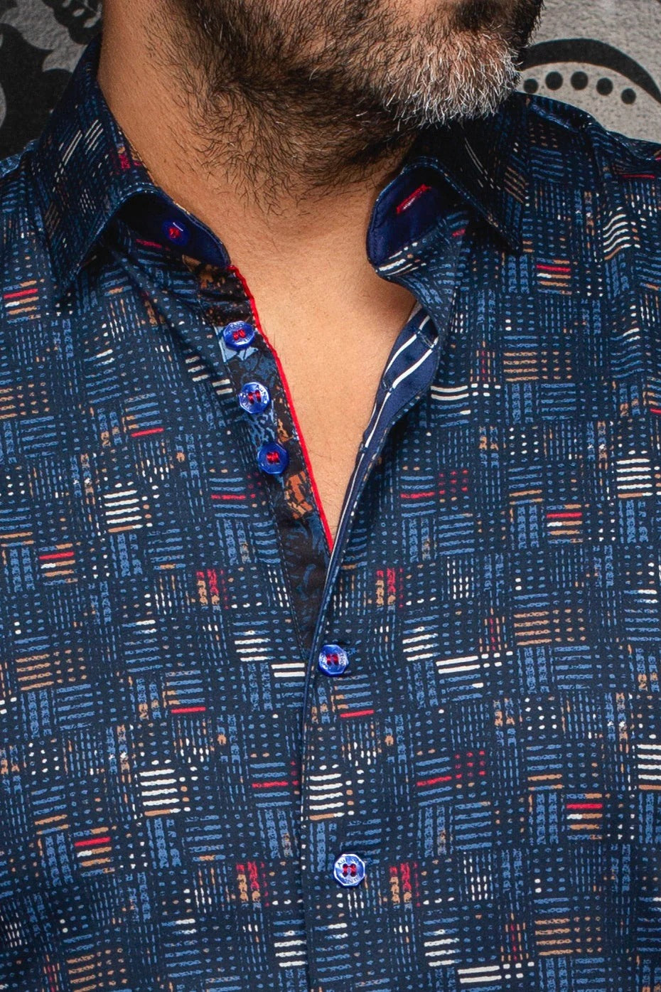 Au Noir Stretch Shirt | Metropolis Navy Red