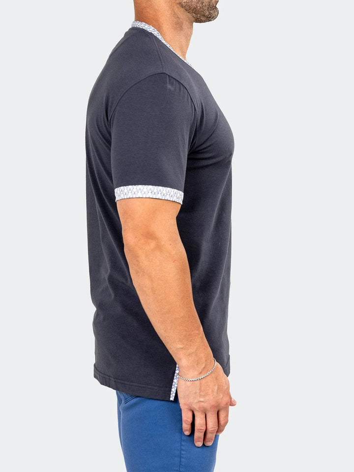 Maceoo Stretch Short-Sleeve Tshirts | Edison Marthyr Grey V-Neck Tee